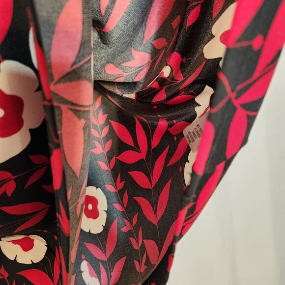 APT 9 Black Red Floral Dot Dash Artsy Art To Wear Midi Dress Pin Up Womens M - Picture 9 of 10